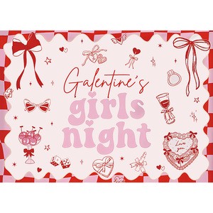 Galentine's Girls Night Backdrop Banner Valentine's Day Background Girls Theme Birthday Bridal Shower Wedding Party Banner