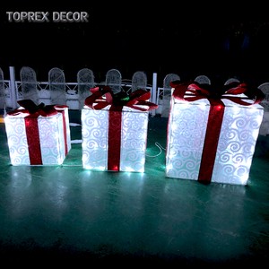 Toprex Permanent Outdoor Lights Holiday Luces Navide As Decoration 3d Fabric Gift Box Set Christmas Lights