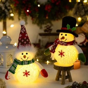 LED Light Cloth Xmas Ornaments Snowman Decorations Christmas Dolls Handmade Factory Price for Christmas Home New Year Holiday