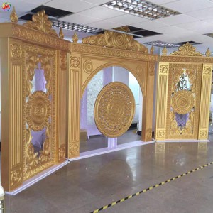 Luxury 3D Carving Gold PVC Wedding Decoration Stage Backdrops Design for Event