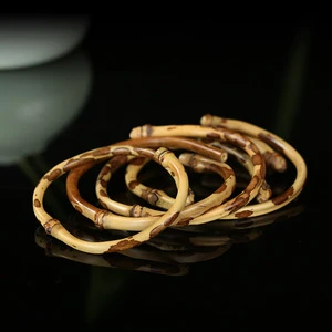 Handmade Carbonized Bamboo Bracelet, Round Woven Party Bangle, Wabi-sabi Style Zen Accessory for Gala & Events