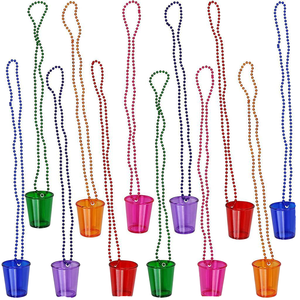 Creative Bead Chain Cups Shot Glasses on Necklace Custom Logo Game Props Hot Selling Plastic Halloween Birthday Party Supplies