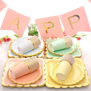 Custom Sepcial Shaped Baby Shower Birthday Party Table Decoration Christmas Tableware Set Disposable Paper Plates
