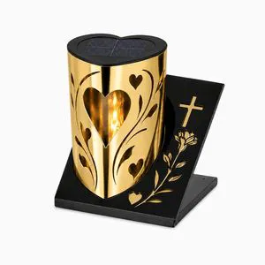 Wholesale Znicze Solarne Hurtownia Solar LED Grave Lantern Premium Metal Cemetery Candle For All Saints Day Memorial Decoration