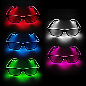 Multi-Color EL Portable Square Sunglasses Luminous Neon Wireless Glasses for Unisex Christmas Halloween Decoration Party Favors