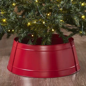 Barn Red Galvanized Metal Handmade Portable High Quality Christmas Tree Skirt Elegant Stand Accessory for Festive Season