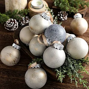 Hot Selling Christmas Ball Ornaments 2.36'' Textured Neutral Christmas Tree Ball for Xmas Rustic Decor