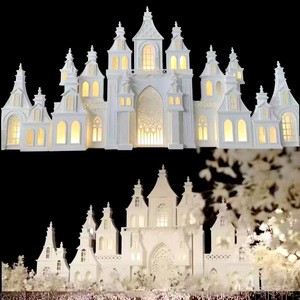 White Decoration Castle For Wedding Stage Props Creative Wooden Crafts Wedding Decoration Pink Wedding Castle