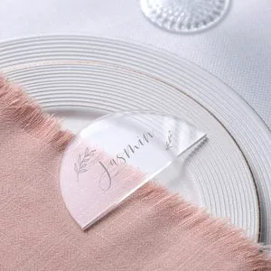 Modern Clear Semicircle DIY Table Seating Cards Factory Wholesale 20 Pcs Acrylic Place Cards for Wedding Supplies Decoration