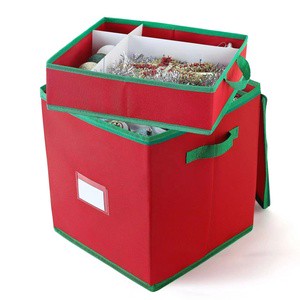 Factory Custom Made Classic 600D Oxford Christmas Ornament Storage Box 4 Inch Compartment Green/Red Color Customizable Outdoor