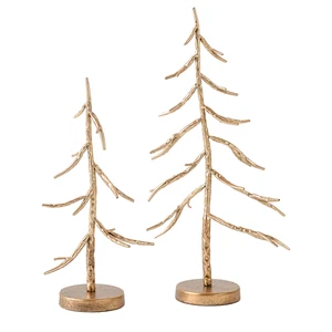 Wrought Iron Ornament Display Gold Christmas Tree W/Easy Assembly and Stand