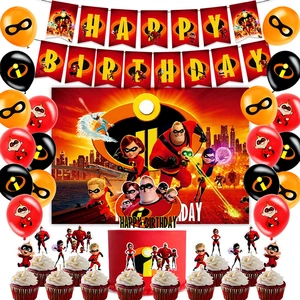 The Incredible Theme Kid Birthday Party Decor Set Backdrop Latex Balloon Banner Cupcake Topper Baby Shower Event Supplies