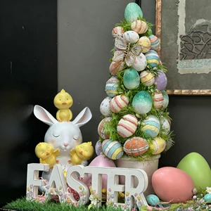 Custom Easter Decorative Color Egg Decorative Tree Moe Rabbit Decorative Crafts