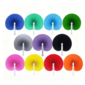 Hot Selling Advertising Blank Folding Fans Multi-color Option Plastic Bone Round Paper Fan For Wedding Gift Party