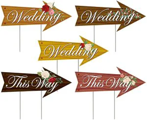 OEM Custom Wedding Directional Road Sign with Exquisite Double-sided Printing Wedding Directional Arrow Sign