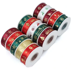 25 Yards Christmas Ribbon for Gift Wrapping,1 Inch Christmas Grosgrain Ribbon for Crafts DIY Holiday Christmas Decorations