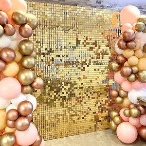 Shimmer Wall Backdrop Shimmer Wall Panels Light Gold Glitter Photo Background Backdrops Birthday Anniversary Wedding Decorations