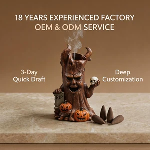 Wholesale Customizable Halloween Dark Style Treant Old Tree Shaped Resin Incense Burner Decorative Art Craft Burner