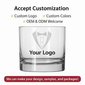 Wholesale Customized 300ml UV Printing Premium Clear Personalized Heavy Base Whiskey Glass For Wedding Bar Party