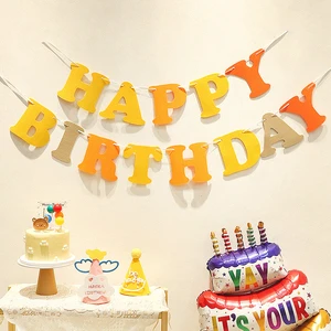 JUXINDA Kids Party Photo Props Decorations Happy Birthday Decorations Letter Banners Costumes Babies