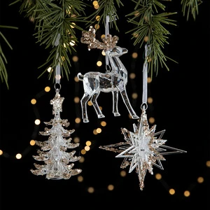 Christmas Decorations Plastic Hanging Ornaments Santa Xmas Pendants Christmas Tree Ornaments