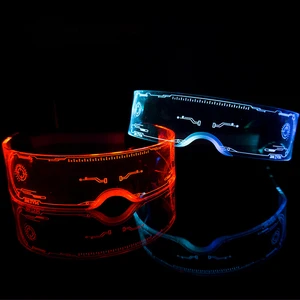 USB Rechargeable Acrylic LED Light-Up Cyberpunk Glasses Halloween Non-Toxic Environment-Friendly Nightclub Bar Atmosphere Props