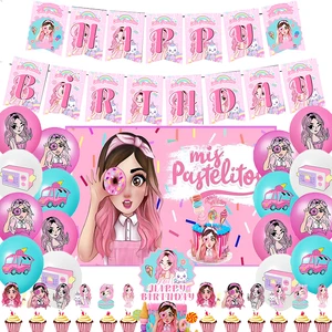 Mis Pastelitos Birthday Party Decoration Balloons Banner Backdrop Cake Topper Banner Kids Baby Shower Gifts