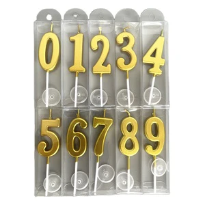 Golden Digital Numbers Shape Birthday Cake Decoration Candles Box Packed Creative Baking Holiday Party Decoration Candles