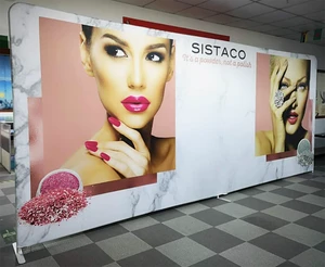 Custom Portable Media Backdrop Print Telescopic Expandable Stand with Step Repeat Logo Wall Banner for Wedding Birthday Parties