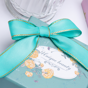 Gold Edges Gold Wire Polyester Ribbon Custom Logo Ribbon Bow for Candle Aromatherapy Gift Box Wrapping