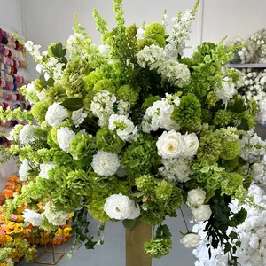 Custom 80cm Silk Green Artificial Flower Ball Centerpieces Arrangement Decor for Wedding Event Backdrop Table Flower Ball