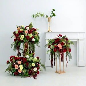 Red&Green Luxurious Wedding and Event Table Centerpiece Floor-standing Silk Flowers New Arrival Wedding Decoration & Supplies