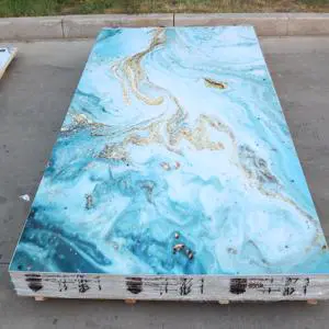 Gloss Waterproof Refreshing Turquoise Gold Glitter Indoor Renovation PVC Wall Panel With Many Romantic Artistic Marble Styles