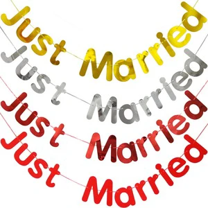 Just Married Paper Hanging Wedding Banner Flags Garlands Decoration