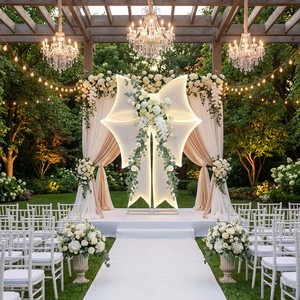 LED Metal Bowknot Wedding Arch Ceremony Stage Backdrop Decor