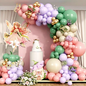 Sage Green Purple Pink Balloon Garland Arch Kit, Balloon Kit for Baby Shower Birthday Wildflower Floral Party Decoration