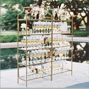 Party Supplies Decorations Even Wedding Stainless Steel Metal Display Stand Shelf Backdrop Champagne Wall Display Stand