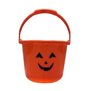 Portable Glow Halloween Decorative Pumpkin Overseas Hot Selling Eco-Friendly Plastic Candy Bucket