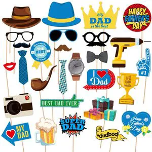 28PCS/SET Father's Day Party Decoration Supplies Photo Props Dad's Birthday Theme Party Decoration Photo Booth Props