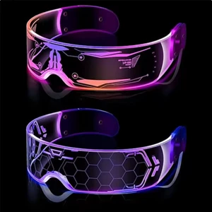 Colorful LED Luminous Glasses Electronic Visor Glasses Light Up Glasses Prop For Festival KTV Bar Party Performance Gifts