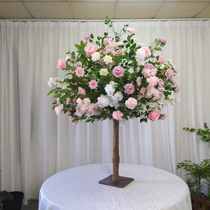 Romantic Colorful Artificial Flower Dining Table for Wedding Event Decoration