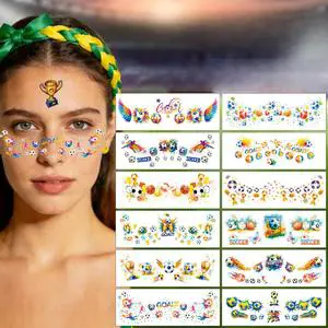 12 Pcs Football Blush Face Tattoos Event Cheerleading Sports Fans Game Day Party Favors Team Spirit Designs Washable Safe Skin