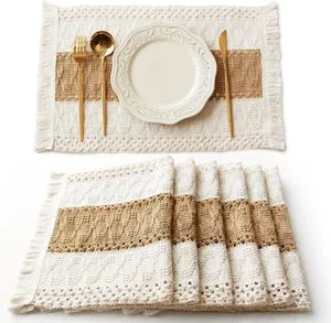 Handmade Boho Placemats Macrame Décor and Farmhouse Style Placemats for Dining Table Kitchen