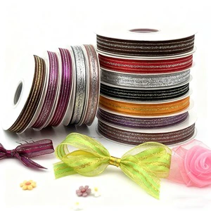Merry Christmas Eco-Friendly Polyester/Nylon Double Face Woven Organza Ribbon 1 Inch Width Solid Color for Gift Decoration