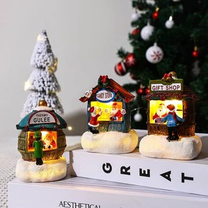 SHUANGYUAN Christmas Decorations Resin Ornaments & Crafts Personalized Led House & Figurines for Desktop for Holiday Decor
