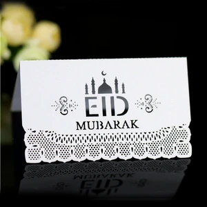 50 Pcs/Pack Eid Mubarak Paper Place Name Seat Card Table Cards for Eid Ramadan Party Table Decor Supplies