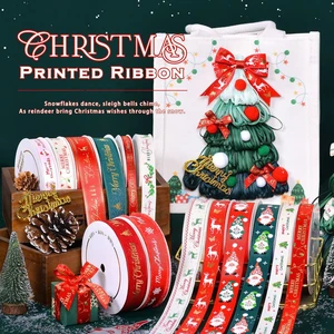 Factory Direct New Christmas Ribbon Snowflake Satin Ribbon Gift Wrapping Decorative Webbing Holiday Christmas Decoration Wholesa