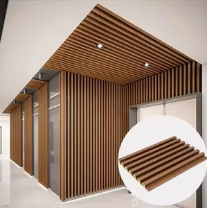 WPC Fluted Wall Panel 3D PVC Wood Alternative Indoor Commercial/Kitchen/Gym Panels Plastic Chinese Morden Style