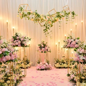 Factory Direct Sales Silk Rose Wedding Table Decoration Artificial Large Blue Pink Red Champagne Flower Ball Flower Centerpieces