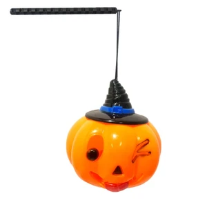 Halloween Kids Handheld Pole Pumpkin Lantern with Black Witch Hat, Light-Up Spooky Trick-or-Treat Decoration Party Supplies